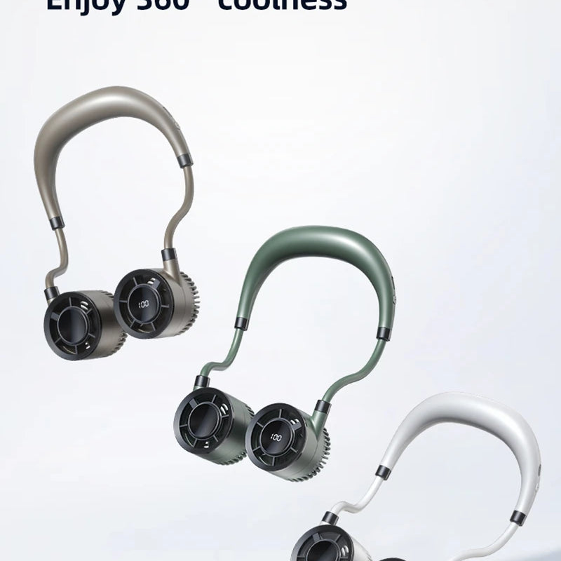 2026 Neck-hanging Small Fan Digital Display Screen Turbo Fan Fast Charging Lightweight Suitable For Indoor Outdoor Sports Use