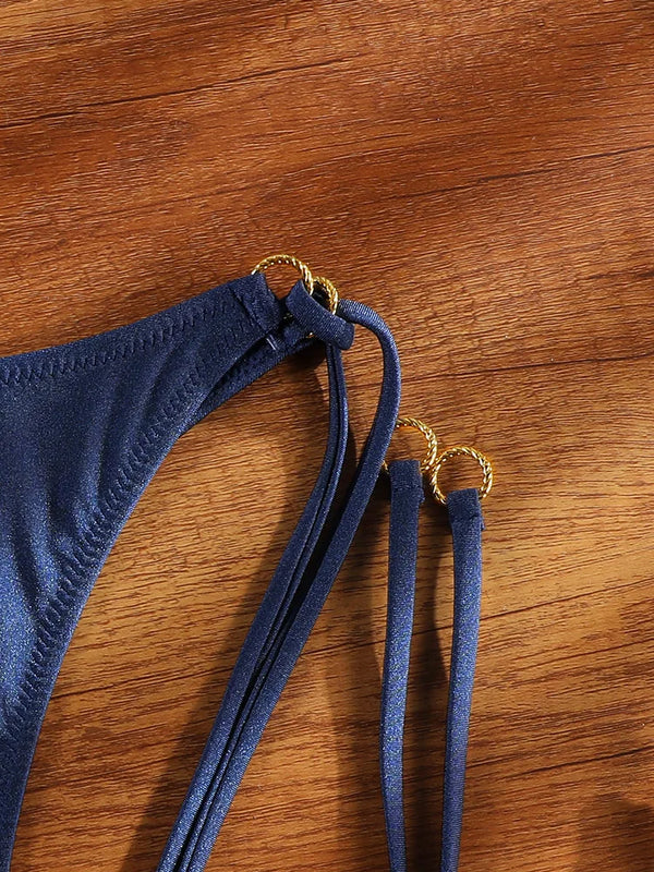 Rinabe String Bikini Blue Bandage Swimwear High Cut | SAMAG