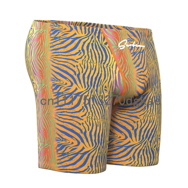 SEOBEAN Men‘s Long Swim Trunks Zebra Print Quick Dry | SAMAG