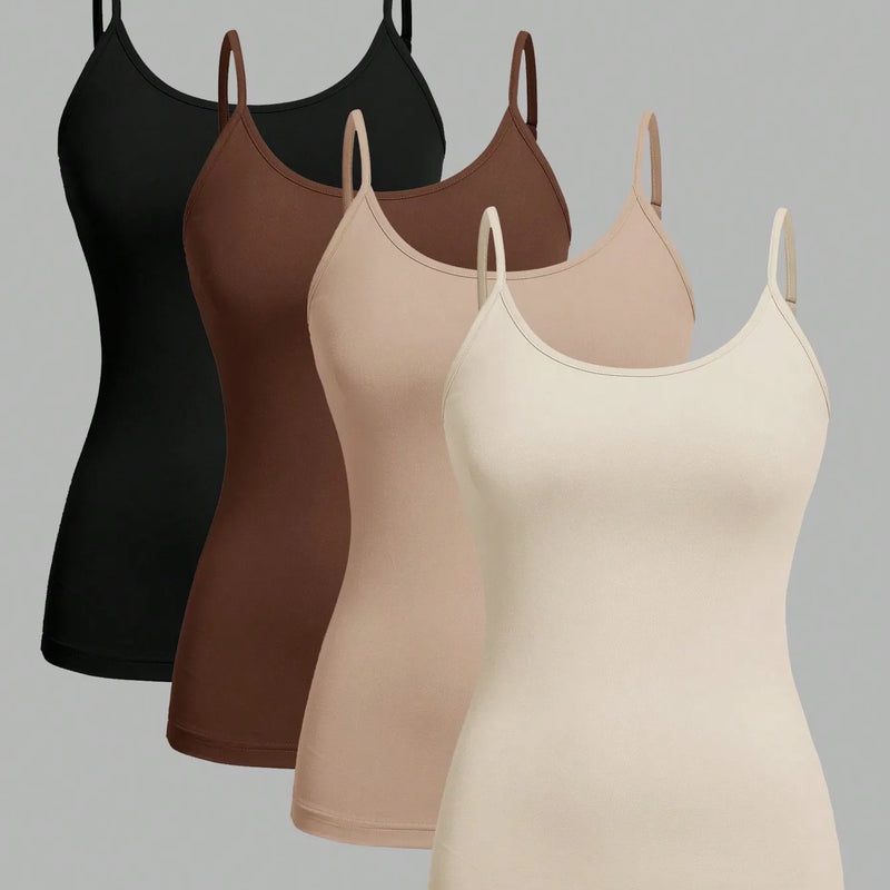 4 pcs Women Solid Color  Camisoles Vest Women Tank Tops Female Summer Sexy Strap Basic Tops Sleeveless Camisole T-shirt