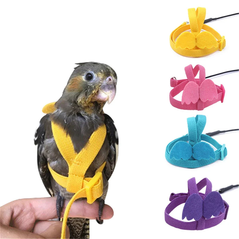 Adjustable Parrot Bird Harness Leash Set Anti-bite Training Parrots Outdoor Flying Rope Cockatiel Small Birds Supplies