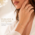 Stainless Steel Hand Chain Ring Bracelet for Women, Adjustable Gold Plated Double Layer Finger Summer - Visuel 3 | SAMAG