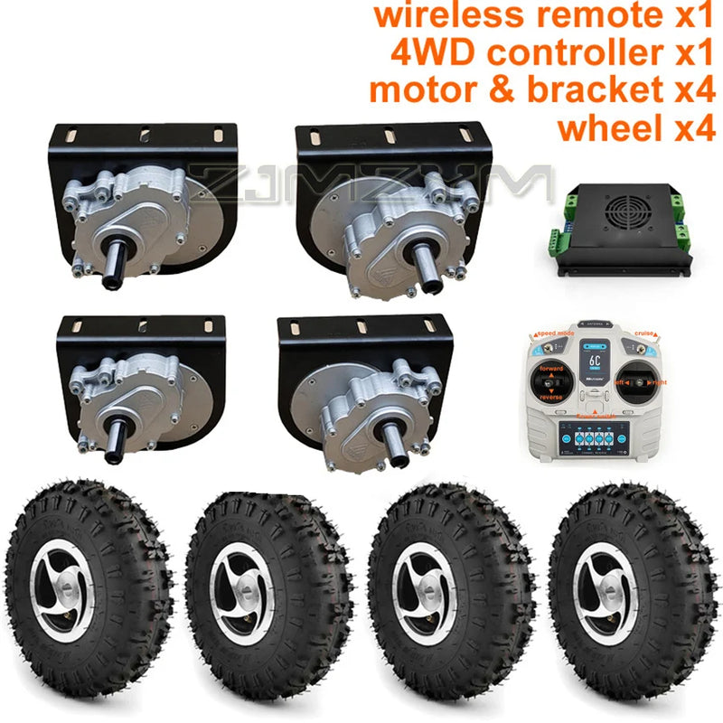 4WD 1000W Electric Four Drive kit 4.10-4 Off-road Tires 10 Inch Wheel Hub Cart 250W Motor With Wireless Remote Control