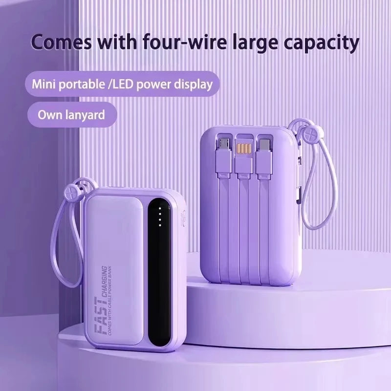 VIVO 500000mAh 120W Power Bank High Capacity 4 In1 Cables Intelligent Digital Display Light Portable Powerbank For iPhone Huawei