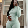 Fall Siold Bodycon Zipper Crop Top Women Tracksuits Sets+Trousers Women Black Gray 2 Two Pieces Matching Leggings Shorts Suits