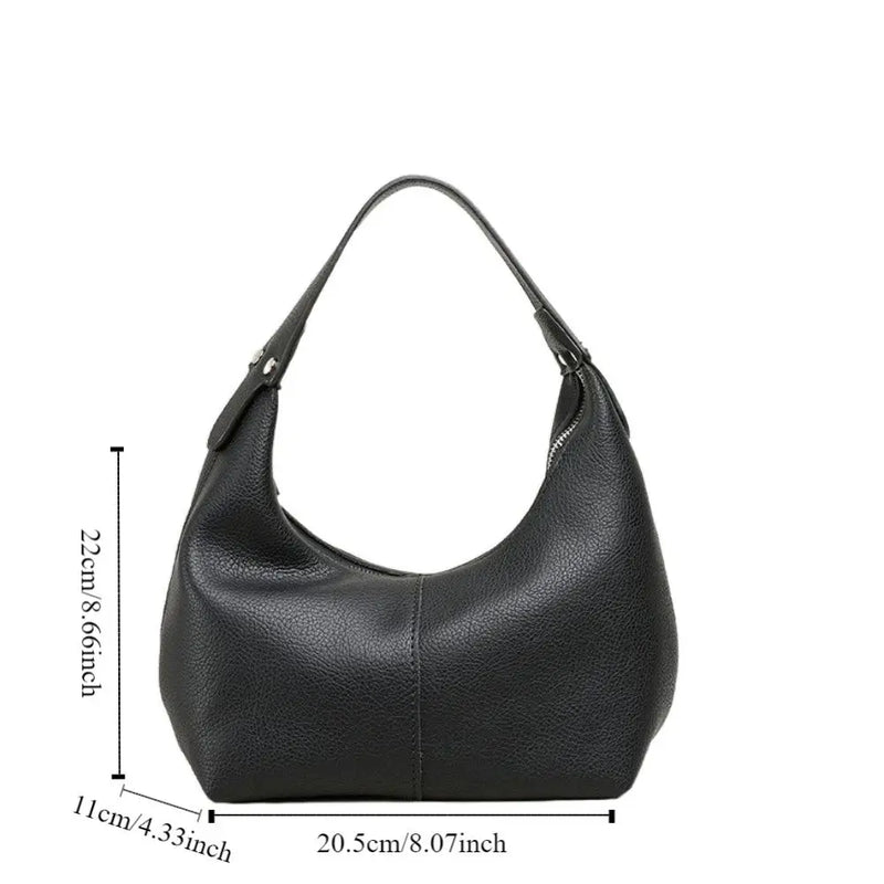 Fashion Large Capacity PU Hobo Bag Korean Style Solid Color Shoulder Bag Handbag Fashion Design French Style Handbag Outdoor