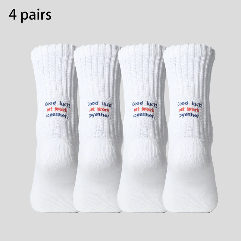 4 Pairs Men's Cotton Work Socks Cushioned Long Running | SAMAG