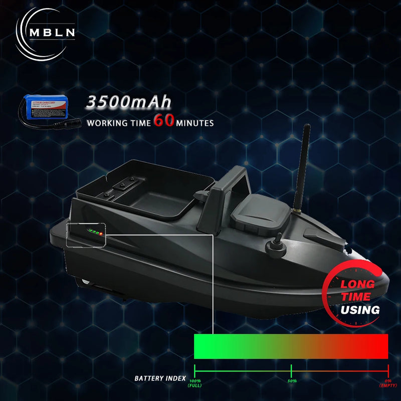 MBLN Mini Bait Boat 500m Remote Control, Ultra-Quiet Dual | SAMAG