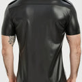 Men's PU leather short-sleeved street style button-down | SAMAG