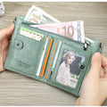 CONTACT'S Fashion Genuine Leather Women Wallet Bifold Card Holder Coin Purse Small Women's Purse Money Clip Men Pocket Wallets