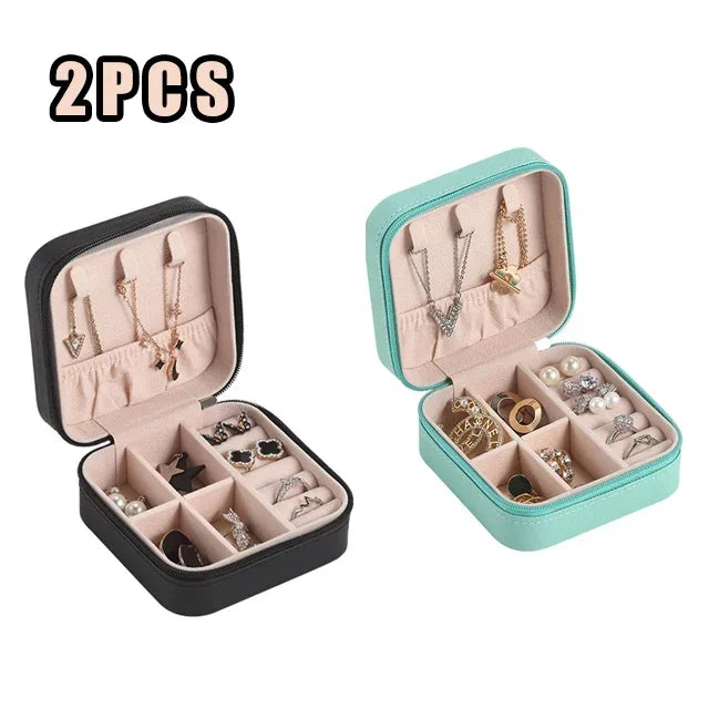 Portable Mini Jewelry Storage Box Travel Organizer Case Leather Earrings Necklace Ring Display - Visuel 9 | SAMAG