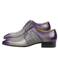 Summer Modern Men's Shoe Lace-Up Oxfords Business Office Fashion Footwear Metal Buckle Classic Gray Purple Dress Office Shoe
