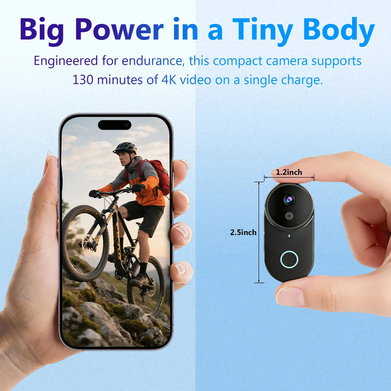 ANSVICAM 4K Mini Thumb Camera WiFi 6-Axis EIS Action Camera with Charging Dock Long Battery Life POV Motorcycle Vlog Cameras