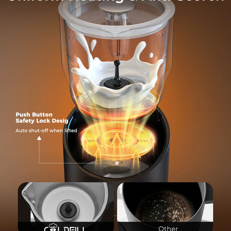 Electric Milk Frother Automatic Rotary Foamer for Coffee Cappuccino Latte Hot and Cold Foam Maker Split Type Milk Foamer