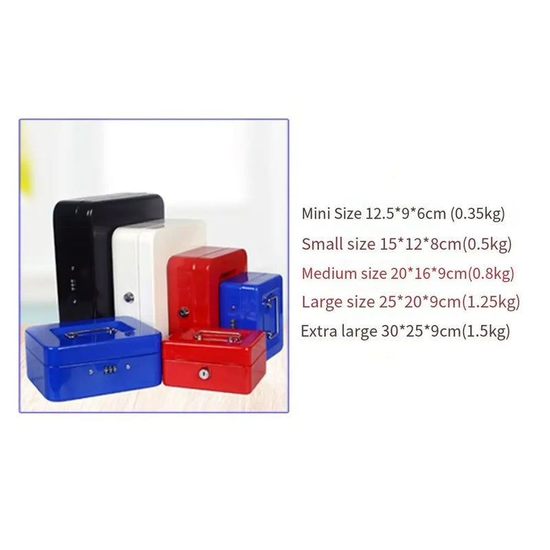 Small/Large Locking Cash Box Double Layer Safe Metal Money with Tray Cover Key Lock/ Password Saving - View 6 | SAMAG