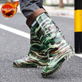 Men's Waterproof Rain Boots Knee High Anti-Slip Warm Fleece Lined Rubber Water Shoes Durable Fishing Garden Boots