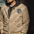 Maden Reversible MA-1 Flight Jackets for Men Baseball Collar Small Square Texture Fall and Winter Thickened Coats Cotton Jacket