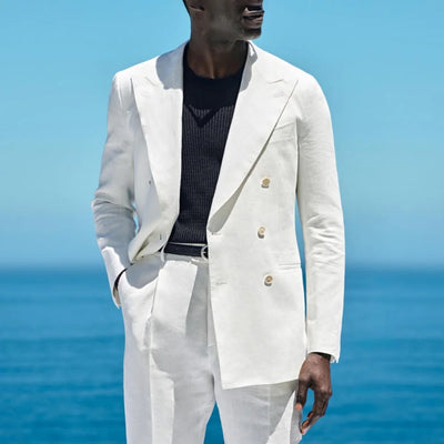Summer Linen Double Breasted Men Suit Set Separates | SAMAG