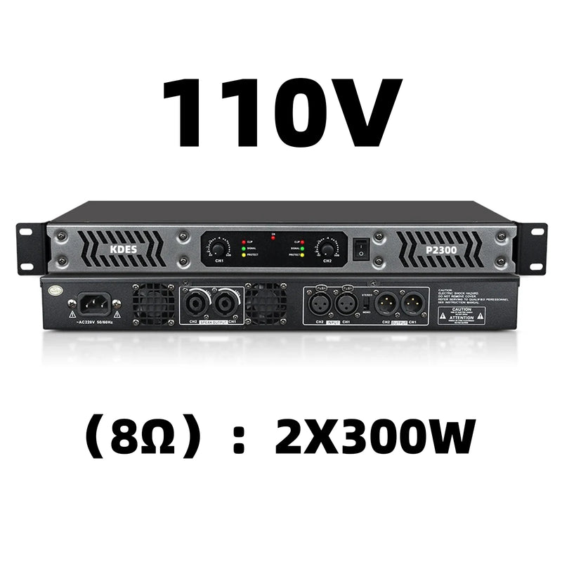 KDES PA/DJ Power Amplifier 2 Channel (8Ω) 300W and 4 Channel (8Ω) 350W Class D Digital 1U for Stage KTV Conference System