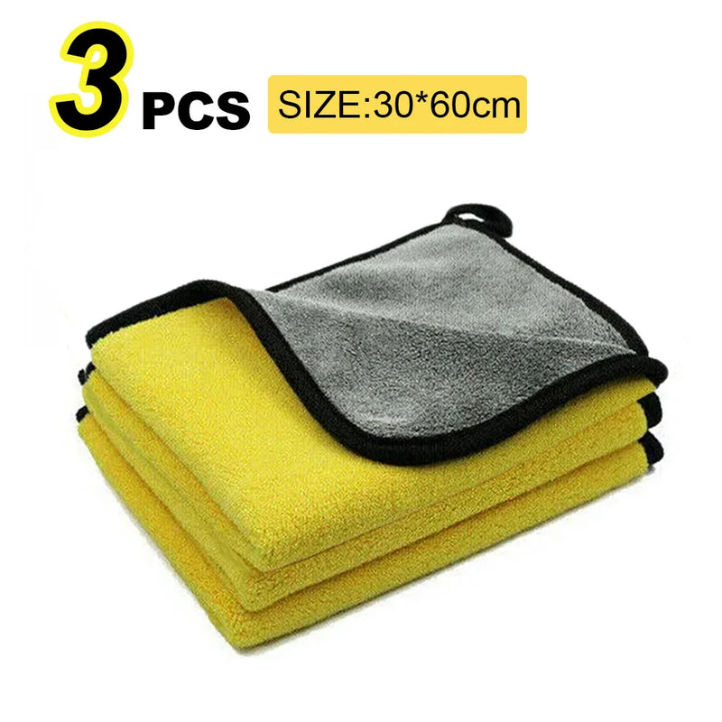 5Pcs Car Microfiber Cleaning Towels Thicken Double Layer Soft Drying Cloth Towel Car Care Detailing Towel Wash Rags 30/40/60cm
