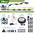 0.7MM Brass Nozzle 60W Self-Priming Pump Timing Misting Spray Kit for Garden Plants Farm Automatic Atomization Cooling System
