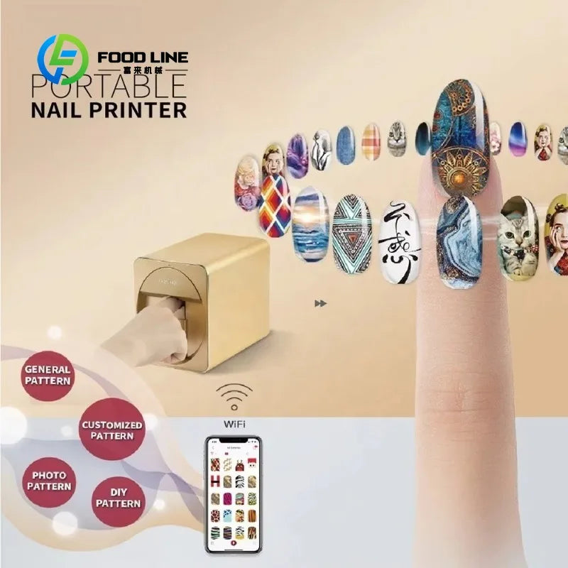 Customized Portable Automatic Intelligent 3D Digital Nail Art Printer with Single Cartridge for DIY Photo Custom Nail Design