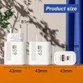 65W GaN Charger USB Type C Charger Quick Charger 3.0 Phone Adapter Fast Wall Charger For iPhone Xiaomi Samsung Huawei EU/US Plug