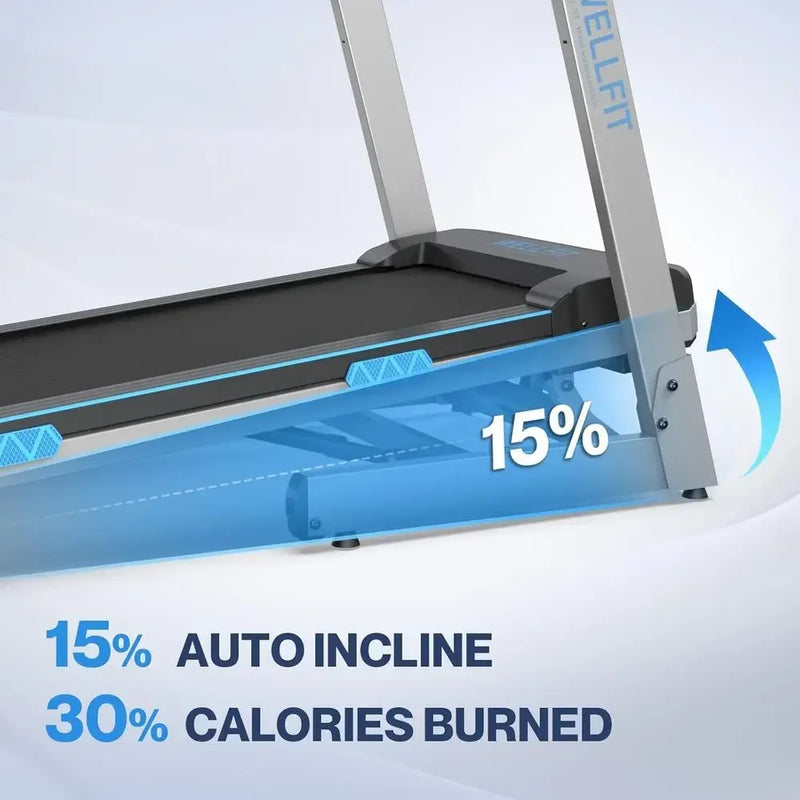 15% Auto Incline 4.0HP Folding Treadmill, 400LBS - View 2 | SAMAG