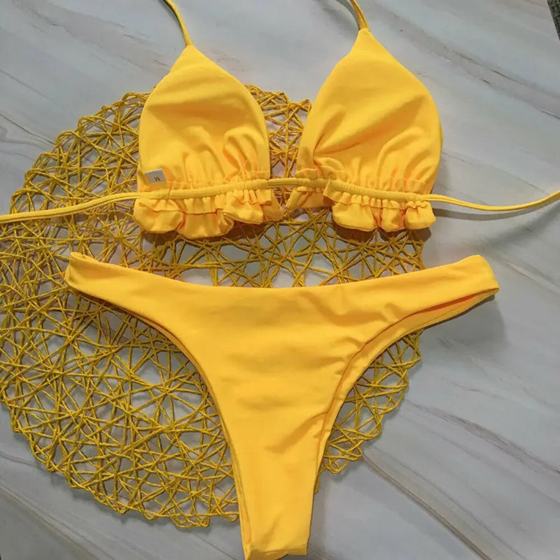 Summer Brazilian Bikini Set Women Sexy Bandage Top Thong | SAMAG