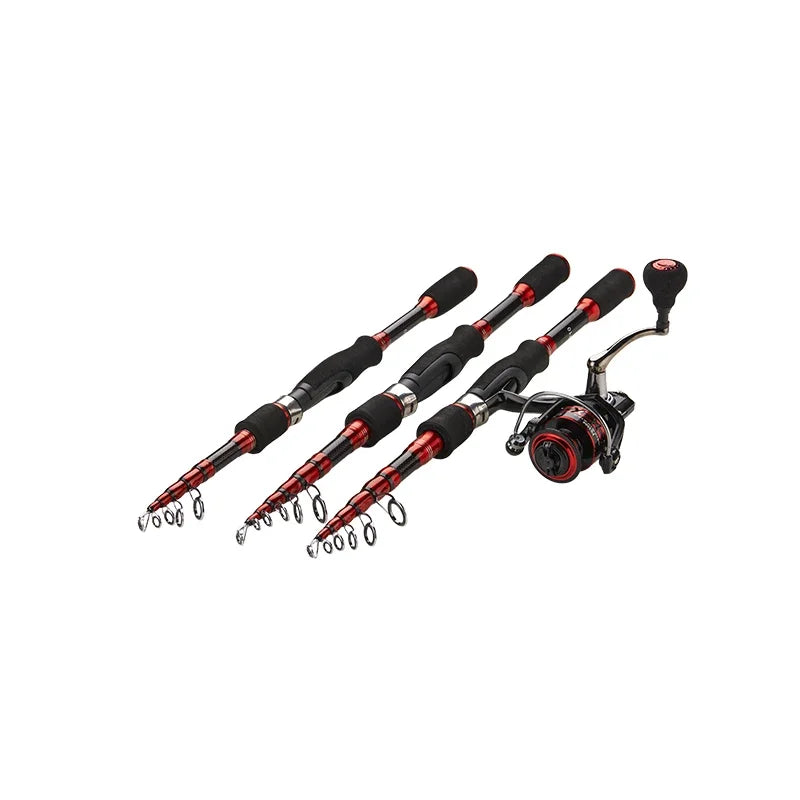 DEUKIO 1.8/2.1/2.4M Fishing Rod Reel Set Ultralight Carbon Fiber Rod and 5.2:1 Gear Ratio Reel Travel Sea Freshwater Fishing Set