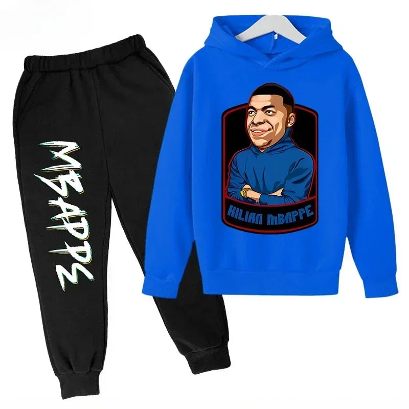 Spring Autumn Children's Hoodie Set Mbappe Print | SAMAG