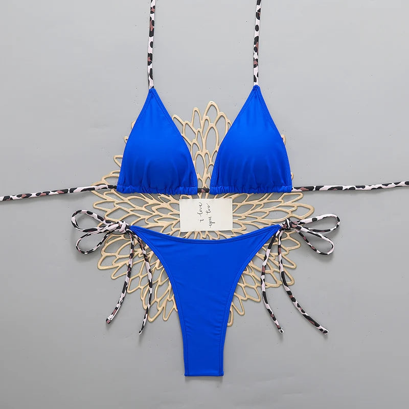 Sexy Leopard Women's Beach Bikini Swimsuit Halter Tie | SAMAG