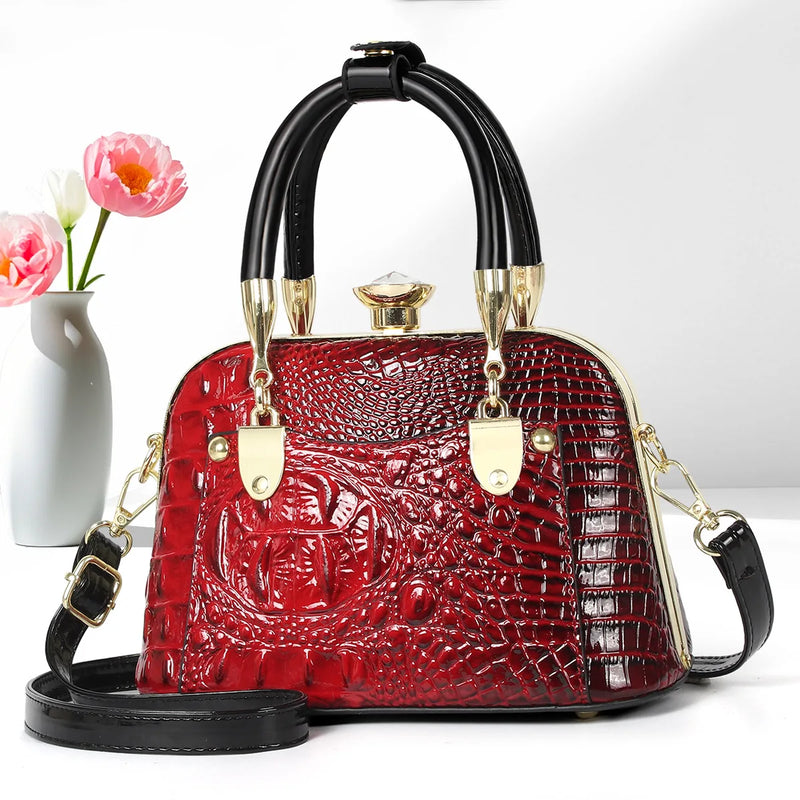 2025 New Luxury Handbags Women Bags Designer Crocodile Pattern Ladies Boston Shoulder Bag High Quality Womens Casual Tote Bag