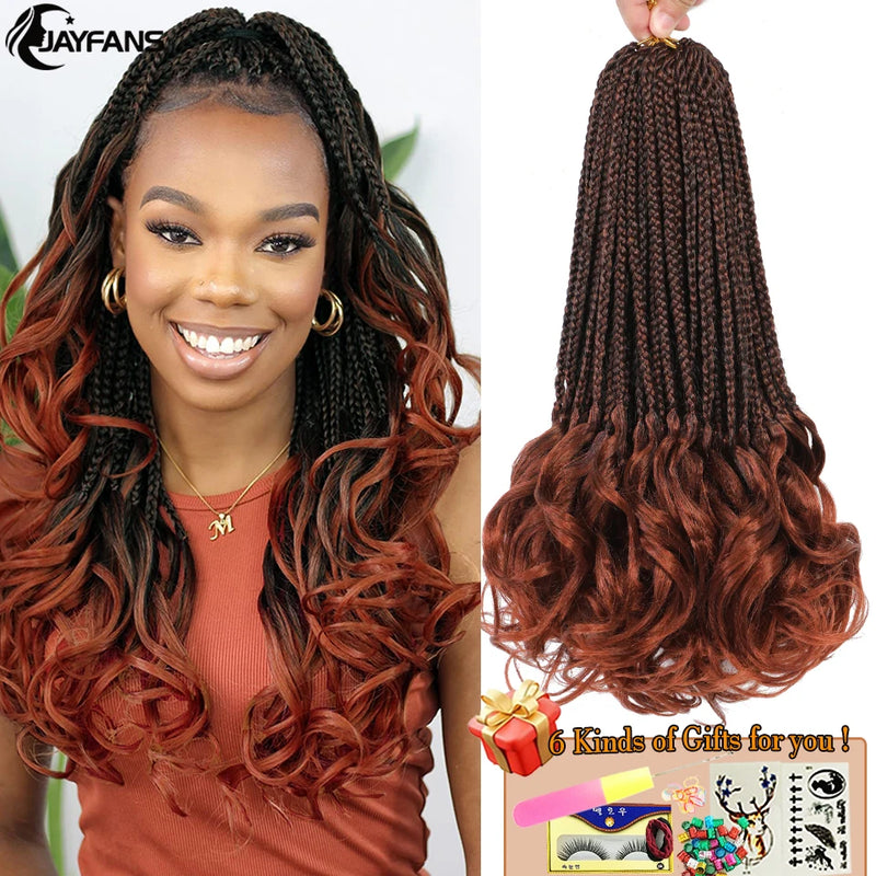 14” French Curls Braiding Hair Pre Braided Synthetic Box Braids Crochet Curl Ends French Curl Crochet Braids for Women And Kids