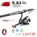 Telescopic Fishing Rod Reel Combo Full Set Portable 1.8m 2.1m 2.4m 2.7m 3m Long Cast Spinning Reel Simulation Lures For Saltwate