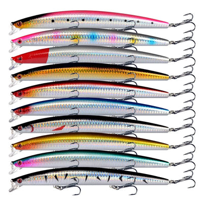 Long Minnow Fishing Lures Hard Bait Plastic Artificial | SAMAG