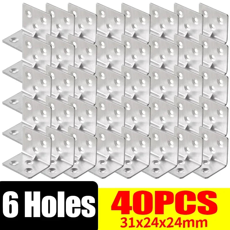 Universal Stainless Steel Corner Bracket 90 Degree L-shaped Right Angle Fixed Brace Fastener For Wood Furniture Bedframe Cabinet