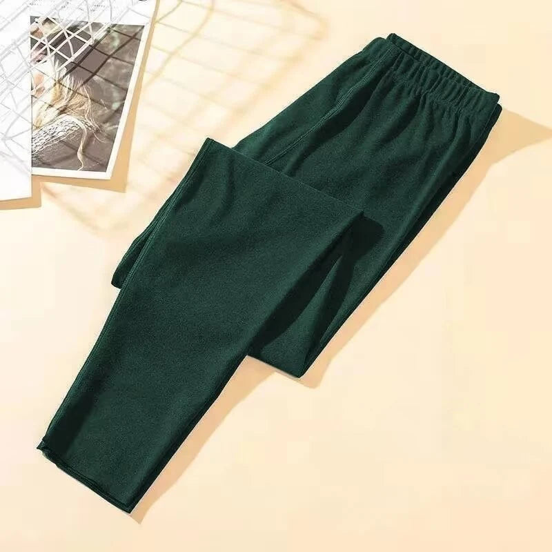Thicken Fleece Lined Thermal Pants Men Slim Fit Double Sided Brushed Velvet Inner Wear Seamless Cold Resistant Autumn Pants Set