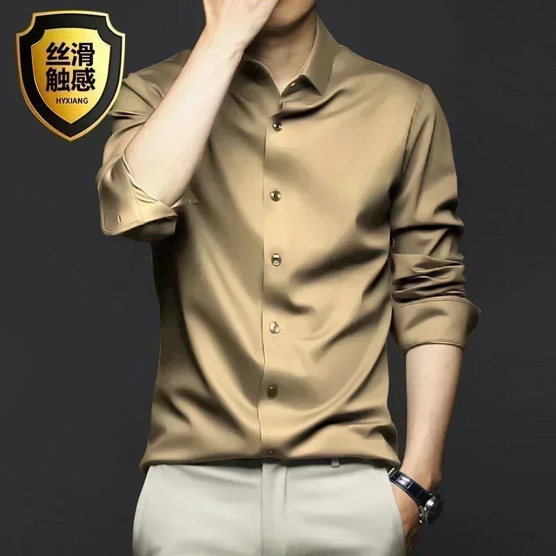 S-6XL Men's Long Sleeve Shirt Luxury Wrinkle Resistant | SAMAG