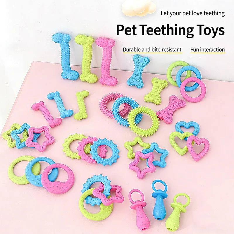Pet Chew Toys Set Bone Pacifier Thorn Ring TPR Dog Molar Stick Teeth Cleaning Bite Resistant Puppy Teething Toy Boredom Relief