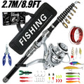 Telescopic Fishing Rod Spinning Reel Combo Full Set Portable Carry Bag Simulation Lures Hooks Line Plier For Saltwater Freshwate