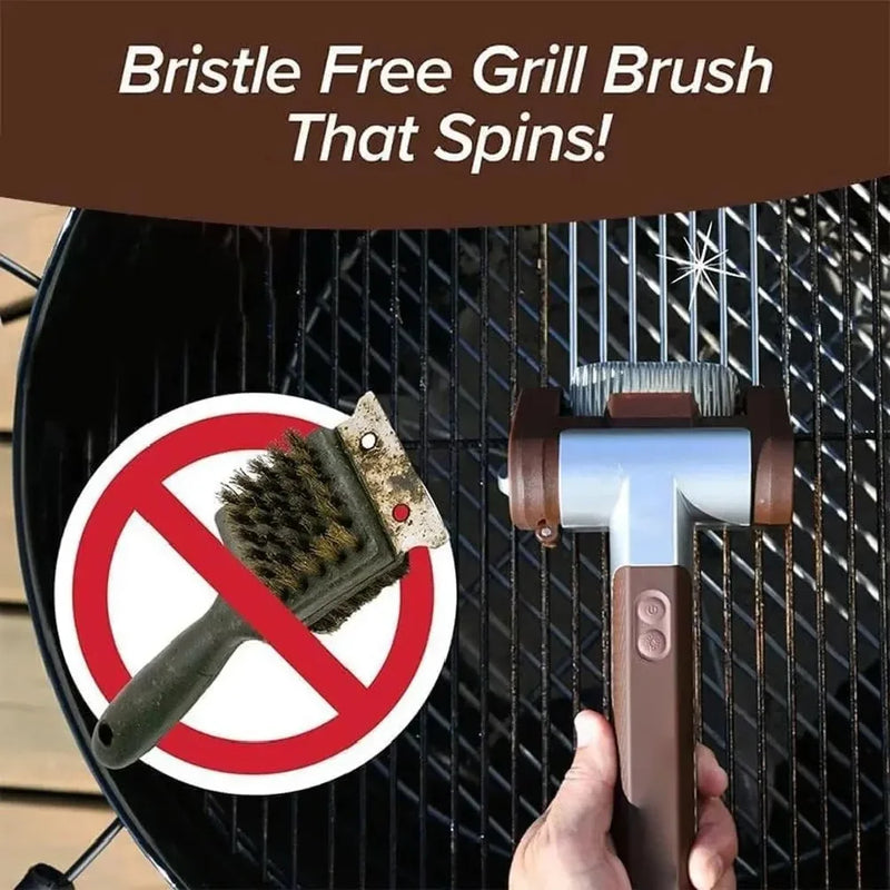 Rechargeable Electric Stainless Steel Roller Grill Cleaner Brush - Barbecue Cleaning Scrub Brush for Grills Kitchen Tools