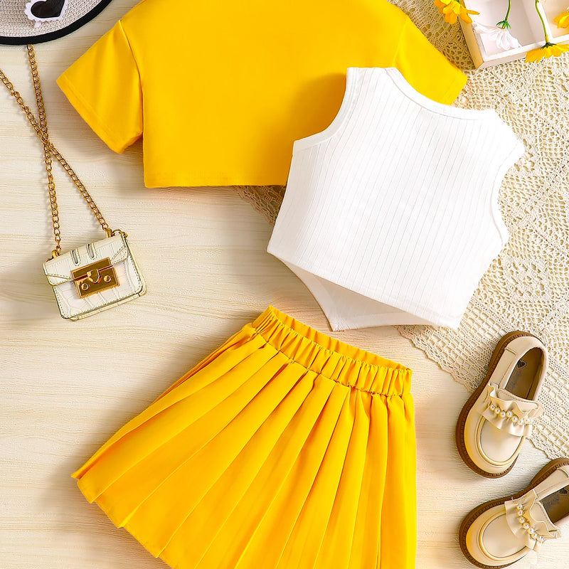 Summer girls' set, breathable and cool solid color - View 2 | SAMAG
