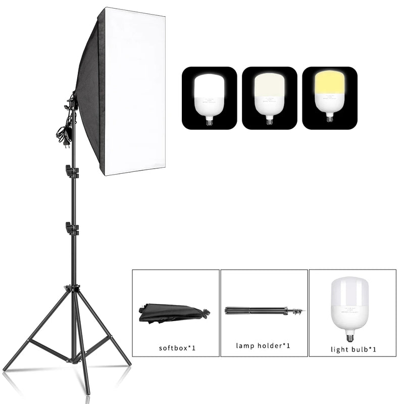 SH 50x70CM Photography Softbox Lighting Kits Professional Continuous Light System Equipment For Photo Studio