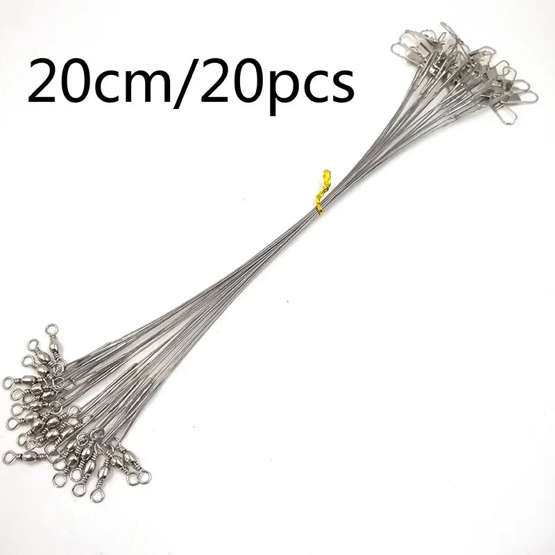 OUTKIT 20PCS/lot Fishing Lure Trace Rope Wire Leader Line Swivel Tackle Spinner Shark Spinning With 15CM, 20CM, 24CM, 30CM Pesca