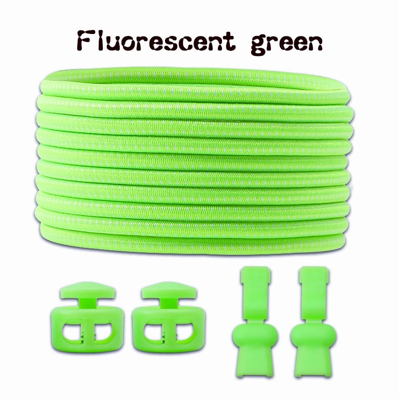 1 Pair Elastic Shoelaces Kit with Push Button Lock Stretch No Tie Shoe Laces for Running Sneakers Sports Shoes Adults Kids