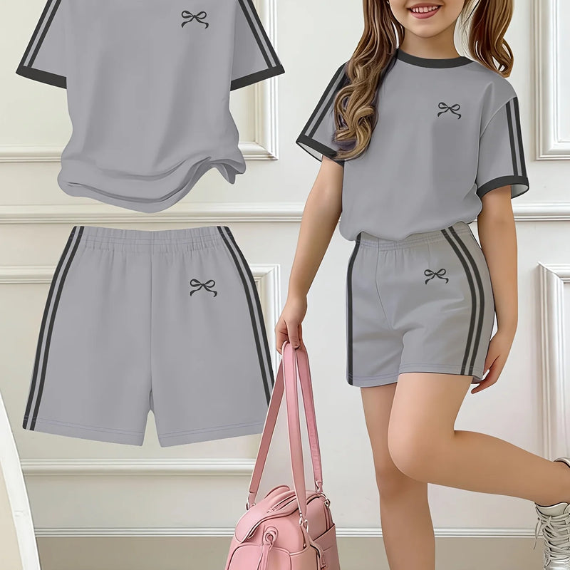 Kids Clothes Girls, , Easy Bow Print Short Sleeve T-Shirt | SAMAG