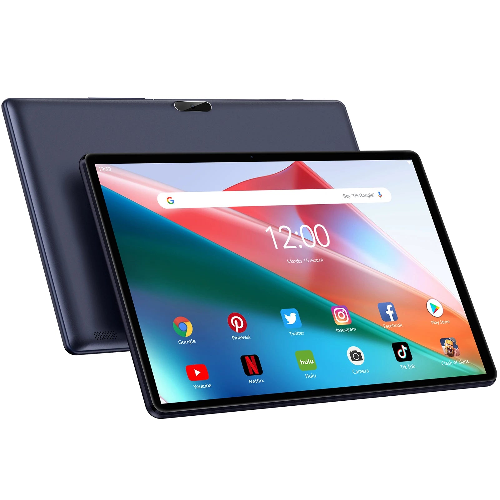 PRITOM 10 inch Tablet Android 13, 64GB, 512GB Expand, Quad-Core, 1280 * 800 HD IPS Screen, Dual Camera, Wi-Fi, Bluetooth, Black