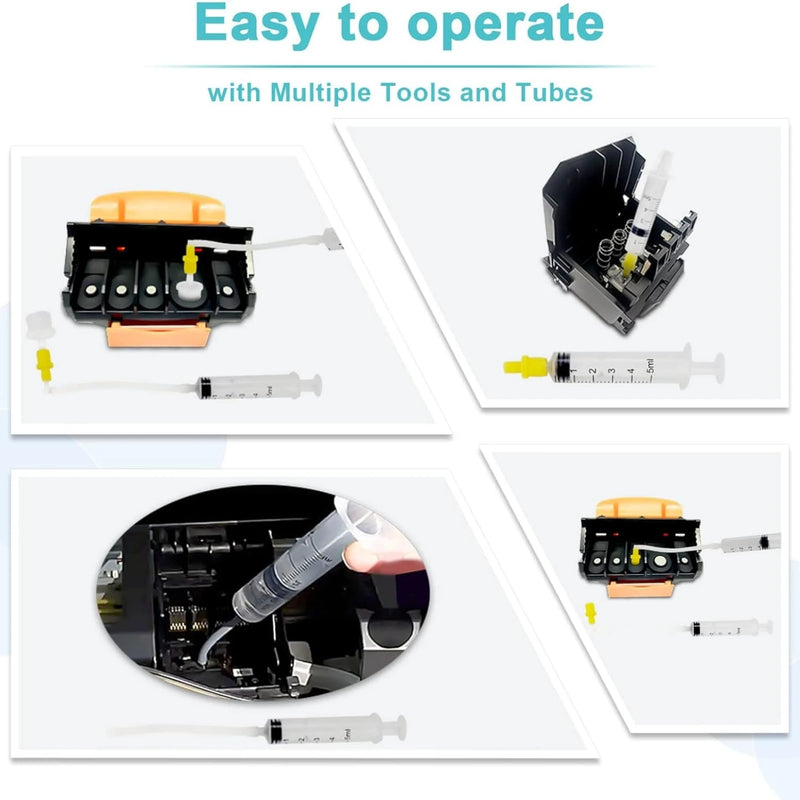 Universal Printhead Cleaning Kit for Epson EcoTank,HP,Canon, Brother Inkjet Printers:Unclog Nozzles & Fix Streaks/Print Quality