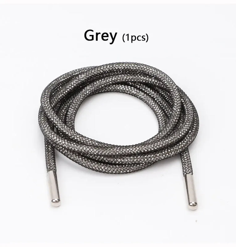 Colorful Shiny Shoestrings Sneakers Luxury Crystal Rhinestone Rainbow Diamond Shoelaces Round Clothes Bags Belt Shoe Accessories